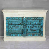 Antique Indian Old Door Sideboard White